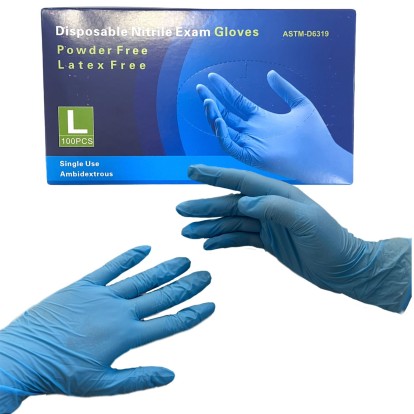 Перчатки Disposable голубой (L) - нитриловые, текстурированные (50пар), Disposable / Китай